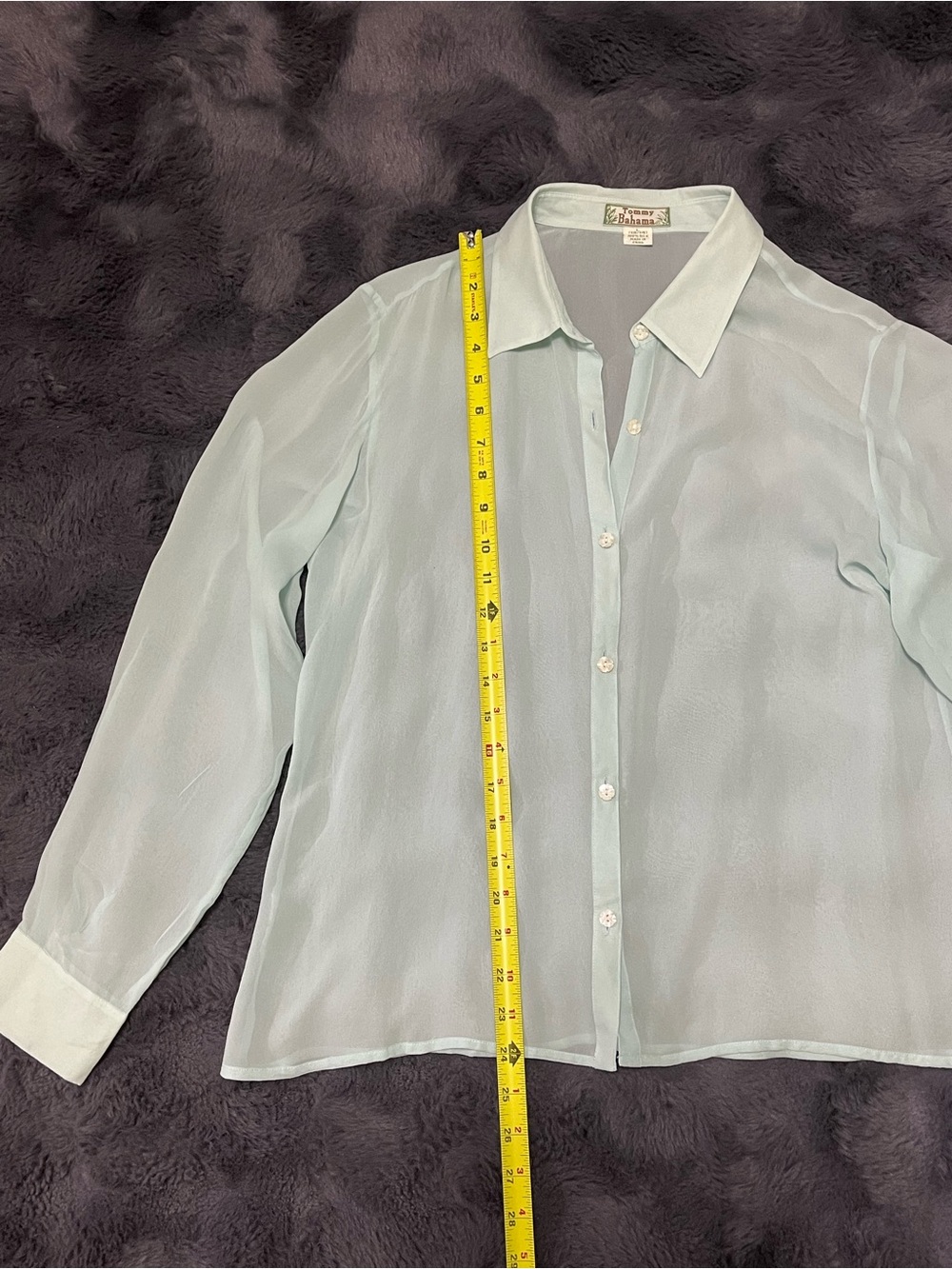 VTG Tommy Bahama 100% Silk Button Up Shirt Women's L 12/14 Mint Green Y2K 90s - Picture 6 of 9